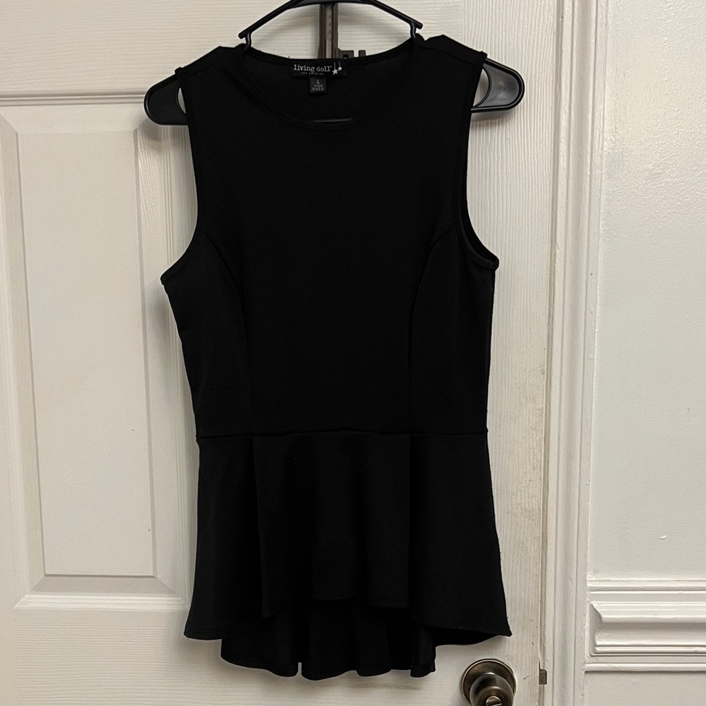 Black Sleeveless Peplum Top